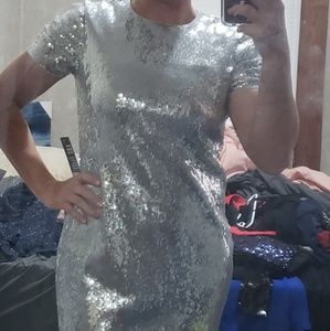 Silver sequin Express dress sz 2